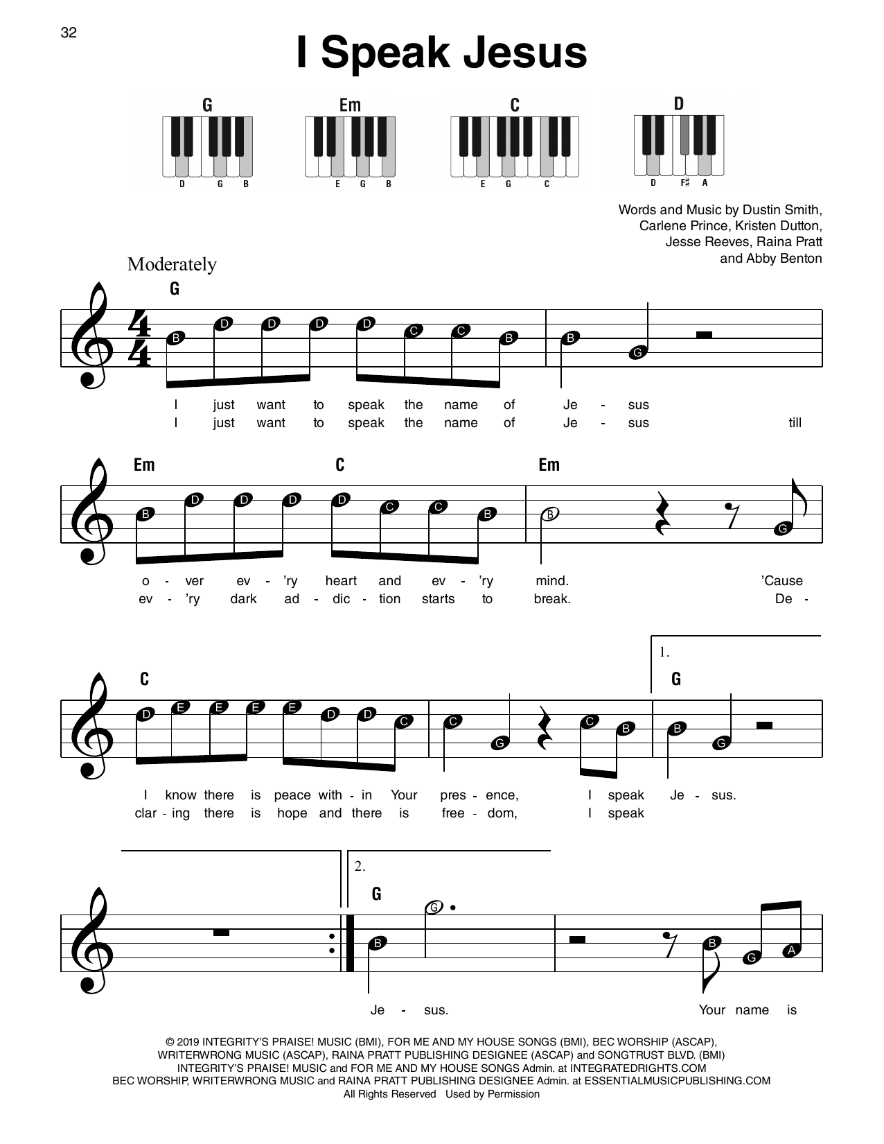 Produktgalerie: Seite 1 von 1 I Speak Jesus, KingsPorch, Klavier