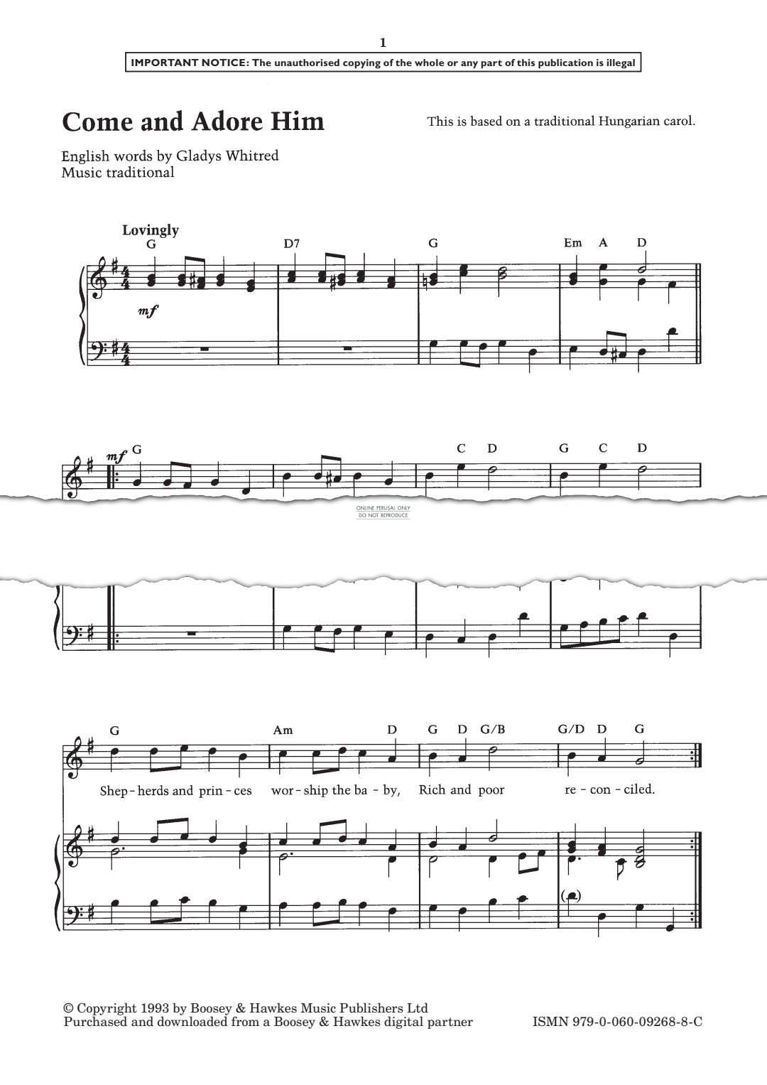 Produktgalerie: Seite 1 von 1 Come and adore Him, Traditional, Gesang, Gitarre, Klavier