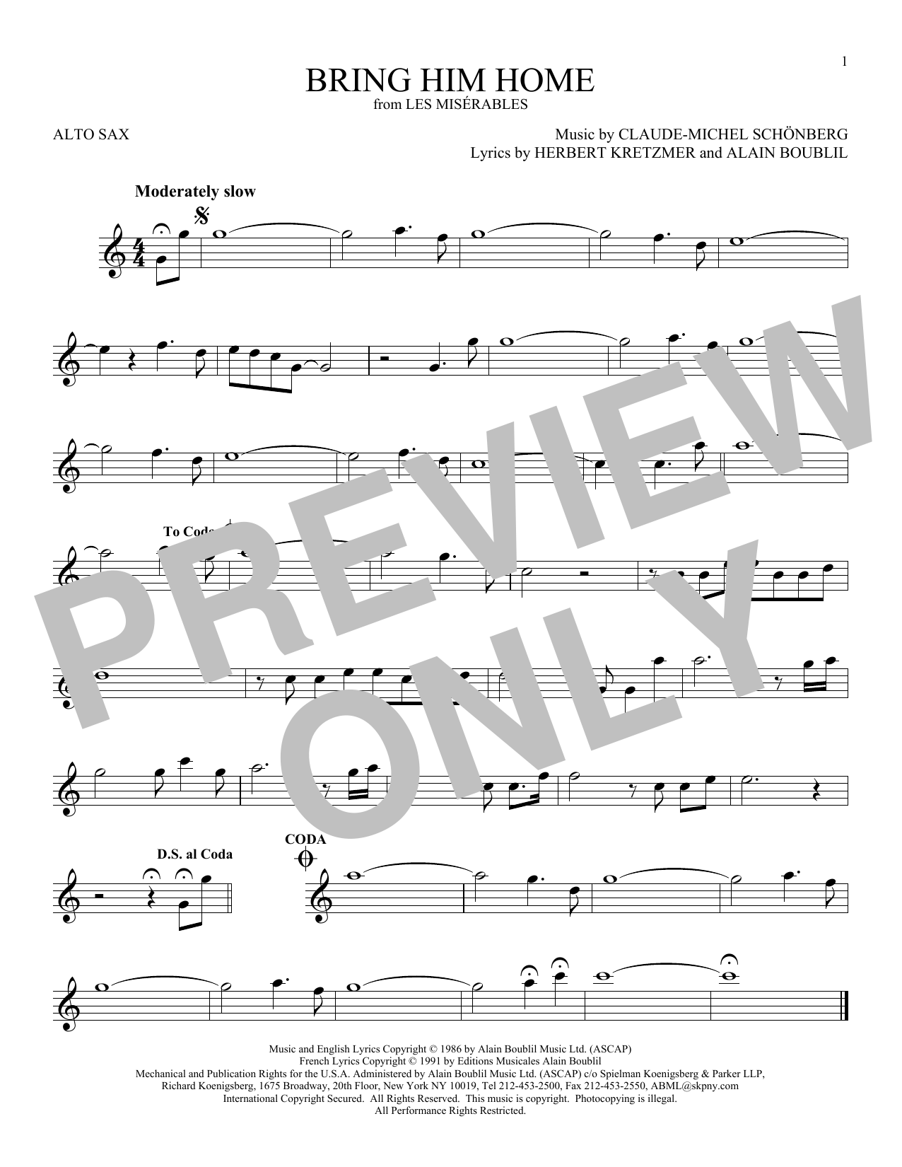 Product gallery: Page 1 of 1 Bring Him Home, Claude-Michel Schonberg