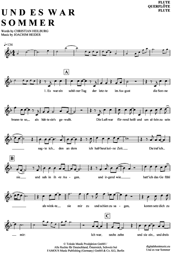 Product gallery: Page 1 of 4 Und es war Sommer , Maffay, Peter, (transverse flute)