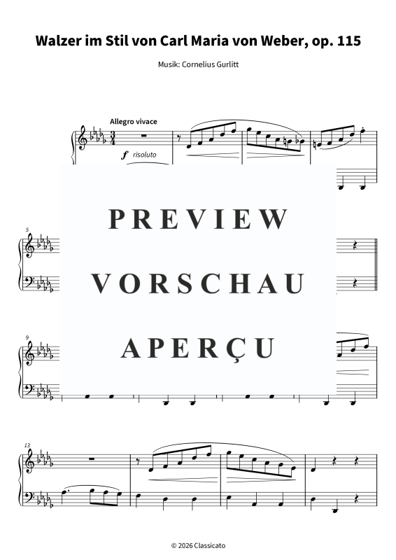 Produktgalerie: Seite 5 von 6 Walzer im Weber-Stil über "Ach du lieber Augustin", , Klavier Solo