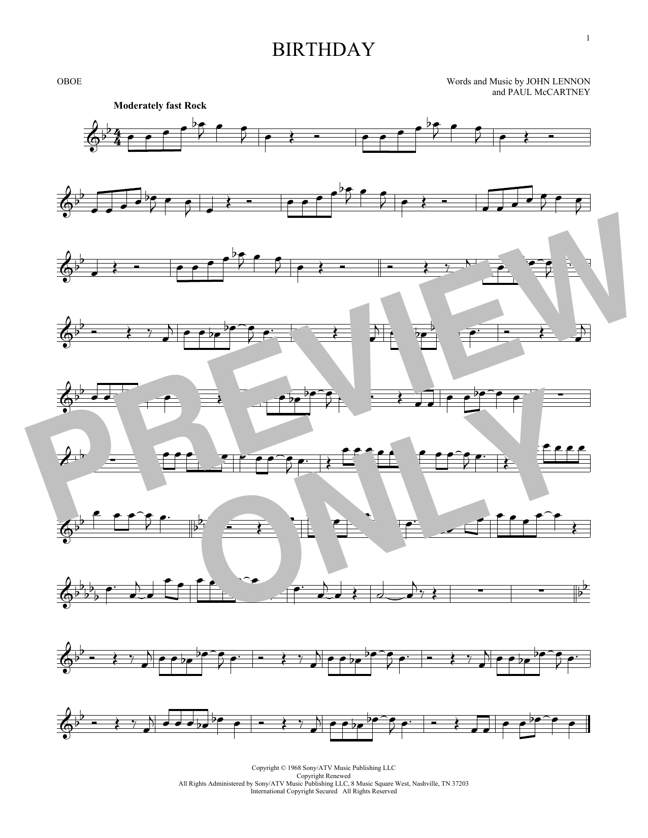 Produktgalerie: Seite 1 von 1 Birthday, The Beatles, Oboe