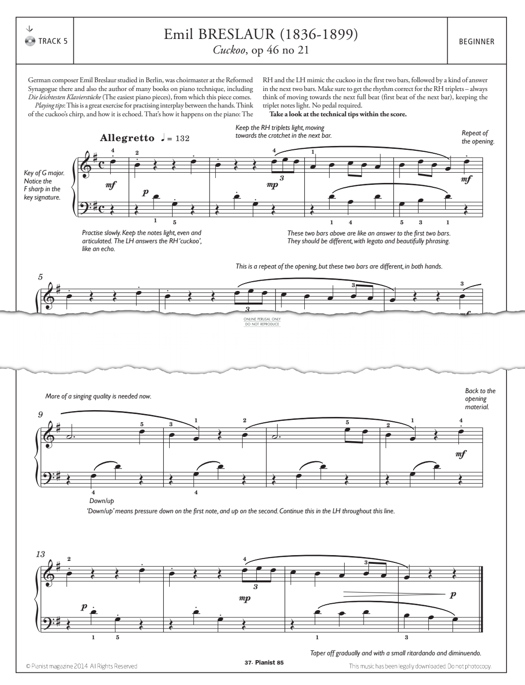 Product gallery: Page 1 of 1 Cuckoo, Op.46, No.21, Emil Breslaur
