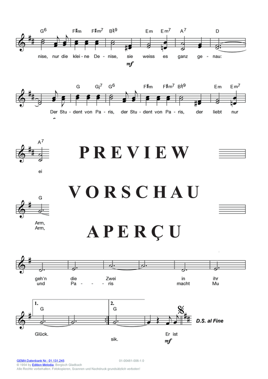 Produktgalerie: Seite 4 von 11 Der Student von Paris , Durand, Angele, (Melodie-Stimmen in C/B/Es)