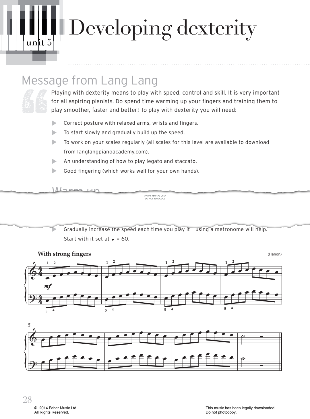 Produktgalerie: Seite 1 von 1 Warm Up – Developing Dexterity, Lang Lang, Klavier