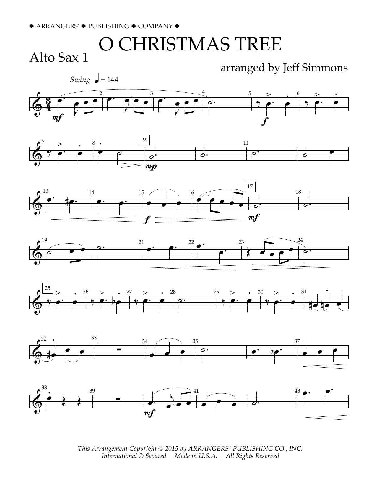Product picture to: O Christmas Tree - Eb Alto Saxophone 1