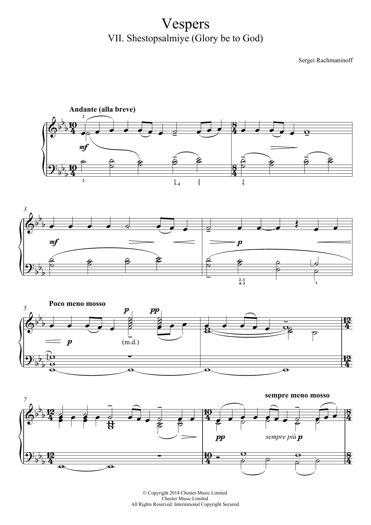 Produktbild zu: Vespers (All-Night Vigil) Op.37, No.7 Shestopsalmiye (Glory be to God)