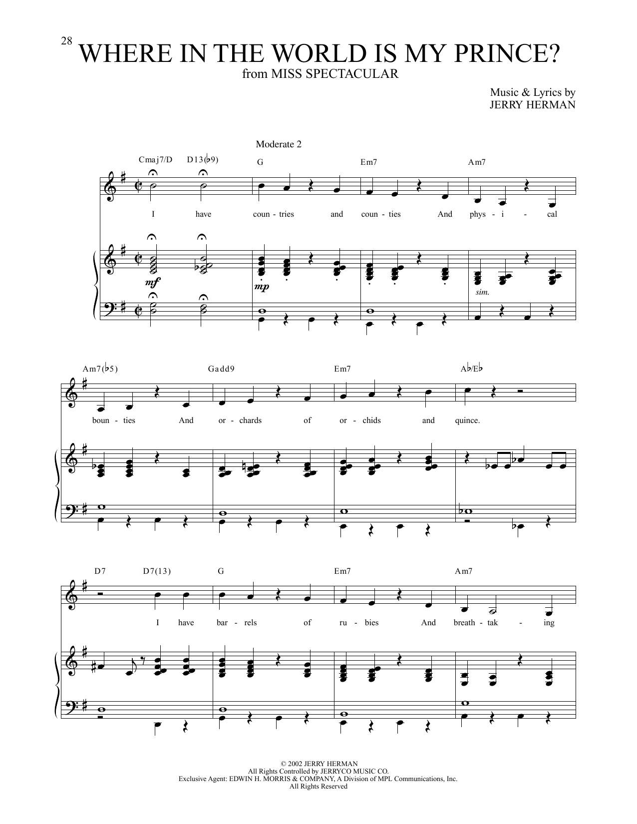 Produktgalerie: Seite 1 von 1 Where In The World Is My Prince? (from Miss Spectacular), Jerry Herman, Gesang, Klavier