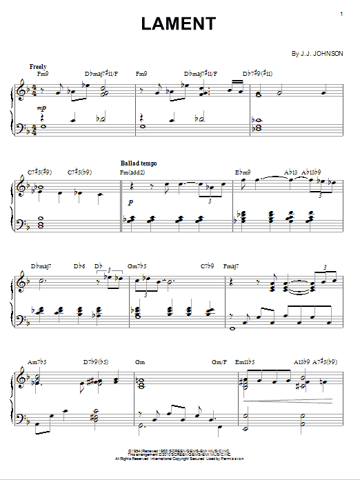 Product gallery: Page 1 of 1 Lament (arr. Brent Edstrom), J.J. Johnson