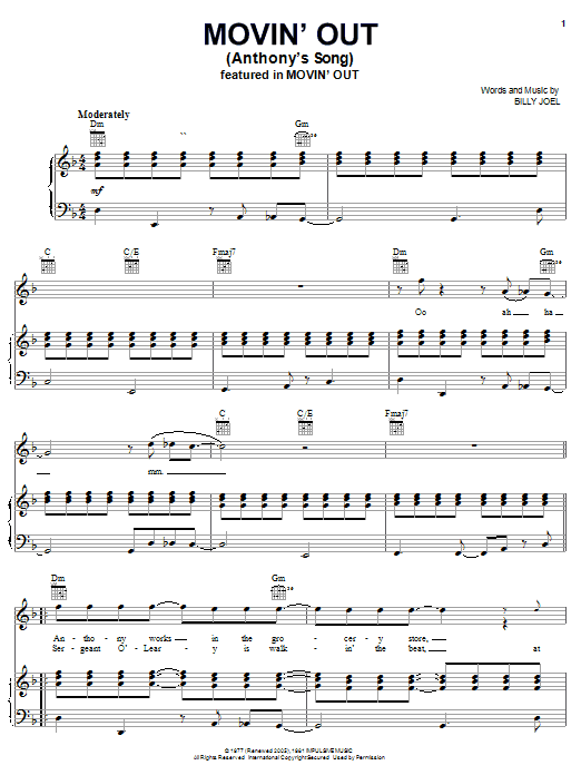 Produktbild zu: Movin' Out (Anthony's Song)