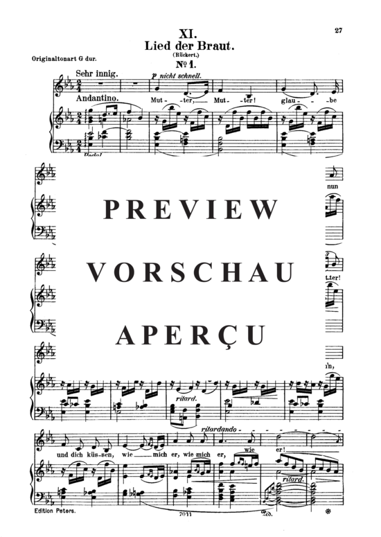 Product gallery: Page 2 of 3 Lied der Braut I Op.25 No.11, , Low Voice and Piano