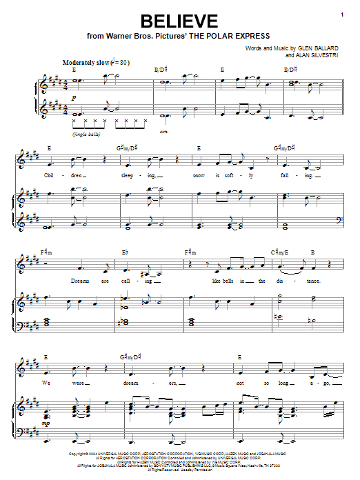 Product gallery: Page 1 of 1 Believe (from The Polar Express), Josh Groban