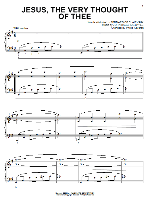 Product gallery: Page 1 of 1 Jesus, The Very Thought Of Thee [Jazz version] (arr. Phillip Keveren), Bernard of Clairvaux