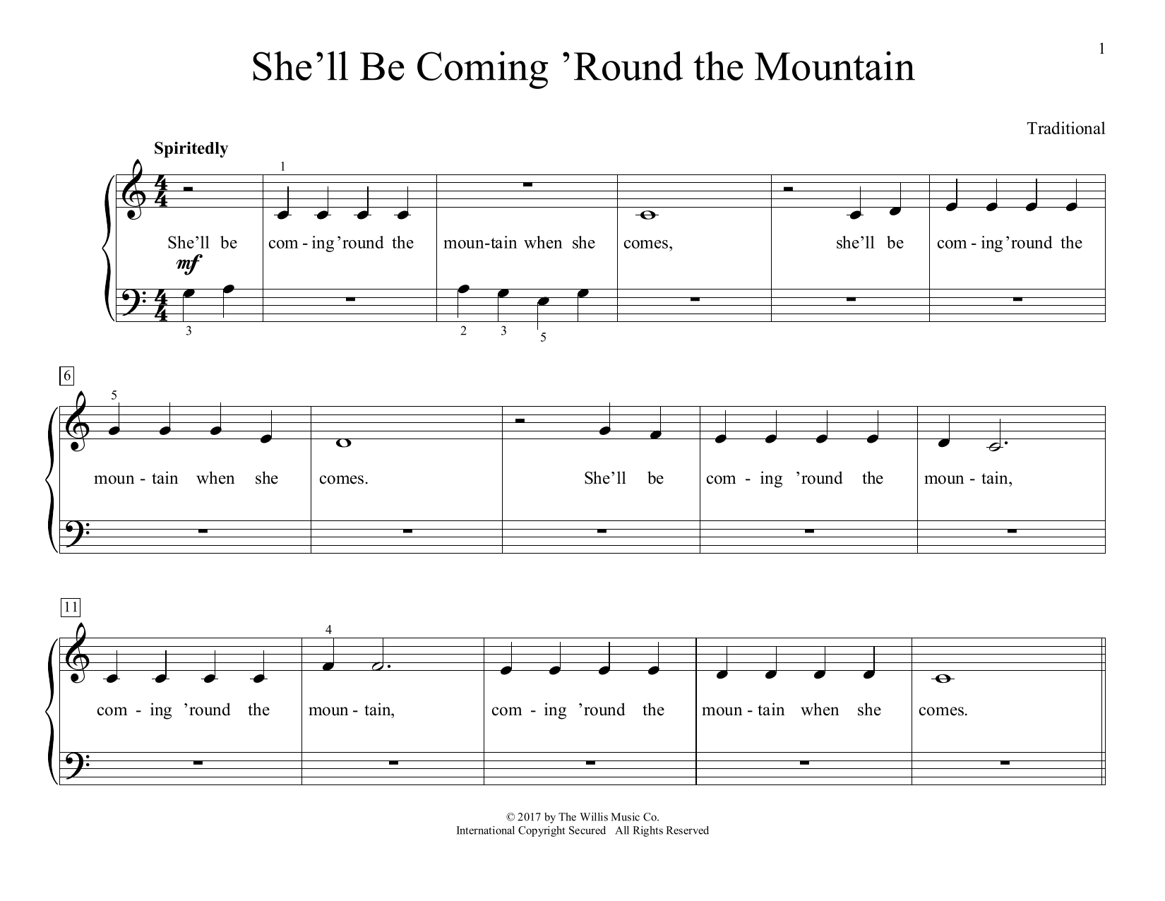 Produktgalerie: Seite 1 von 1 She'll Be Coming 'Round The Mountain (arr. Christopher Hussey), Traditional, Klavier