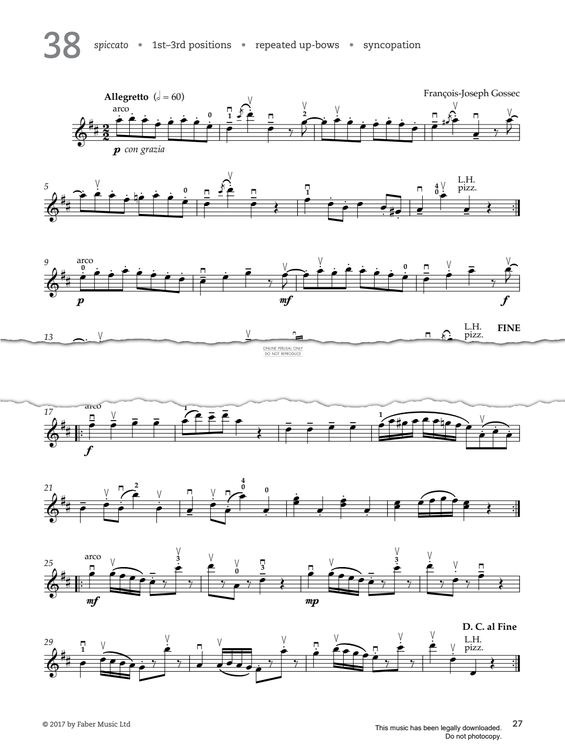 Produktgalerie: Seite 1 von 1 Study No.38 Allegretto (from '80 Graded Studies For Violin Book One'), Francois Gossec, Violine