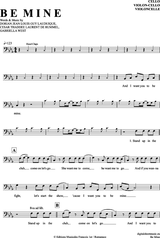 Produktgalerie: Seite 1 von 4 Be Mine , Ofenbach, (Violon-Cello)