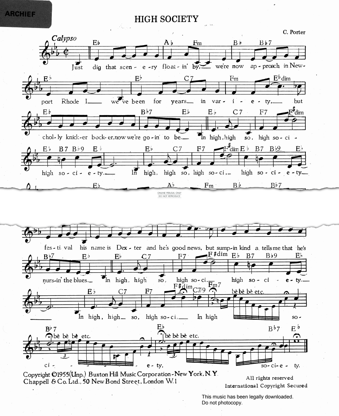 Product gallery: Page 1 of 1 High Society, Cole Porter