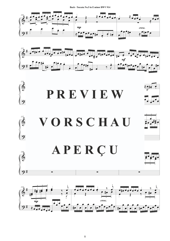 Produktgalerie: Seite 9 von 10 Toccata Nr. 5 in E-Moll BWV 914, , Cembalo/Klavier Solo