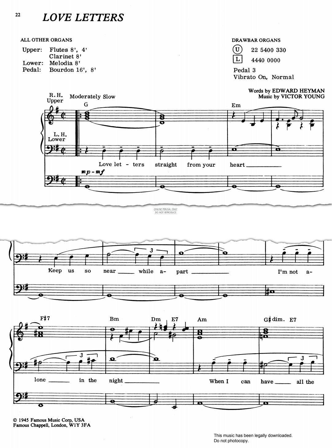 Product gallery: Page 1 of 1 Love Letters (from 'Love Letters'), Victor Young