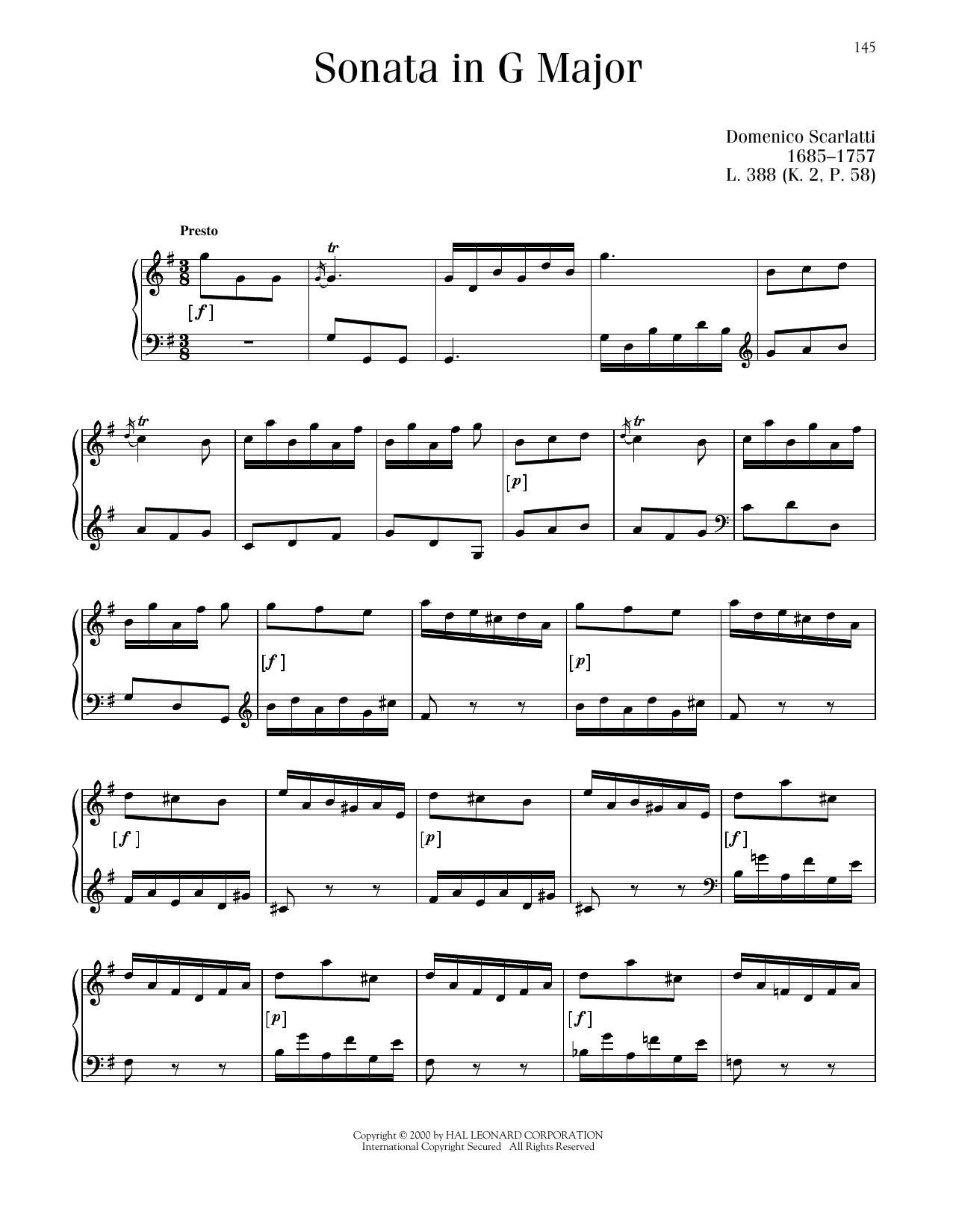 Product picture to: Sonata In G Major, L. 388