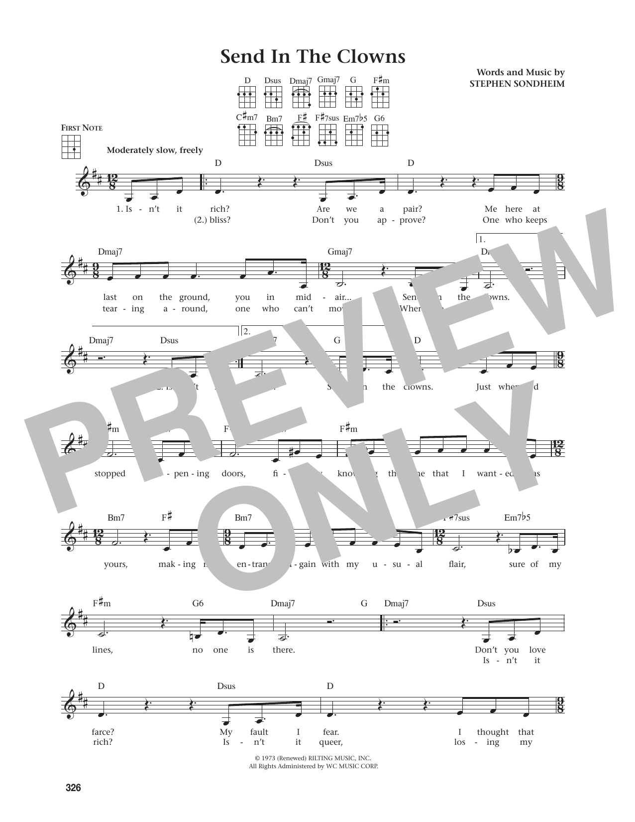 Product gallery: Page 1 of 1 Send In The Clowns (from A Little Night Music) (from The Daily Ukulele) (arr. Jim Beloff), Stephen Sondheim
