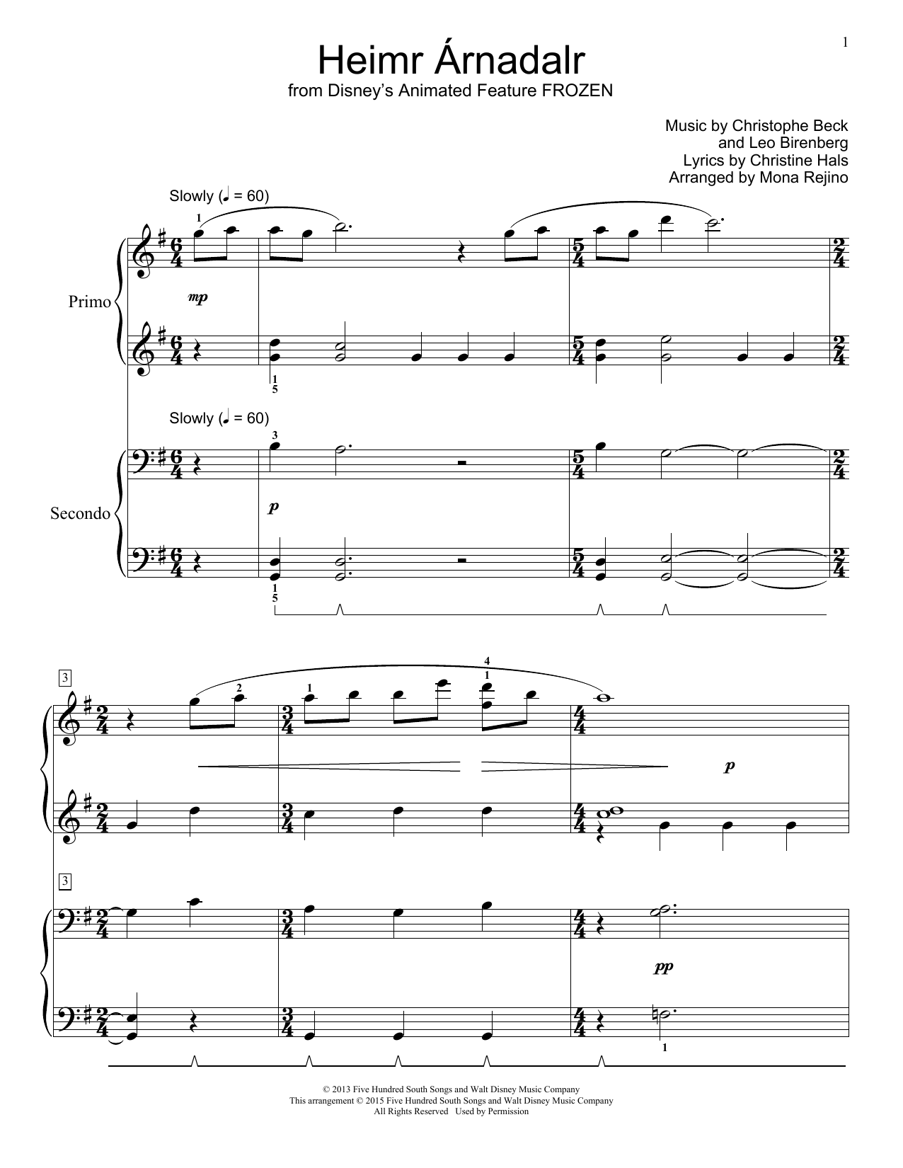 Produktbild zu: Heimr Arnadalr (from Disney's Frozen) (arr. Mona Rejino)