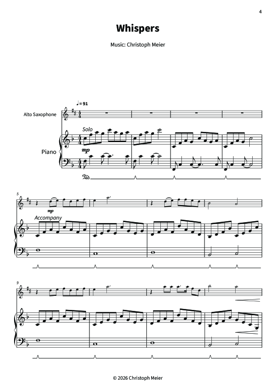 Produktgalerie: Seite 1 von 11 Whispers - Gentle Melodies for Weddings, Church, and Other Occasions, , Altsaxophon und Klavier