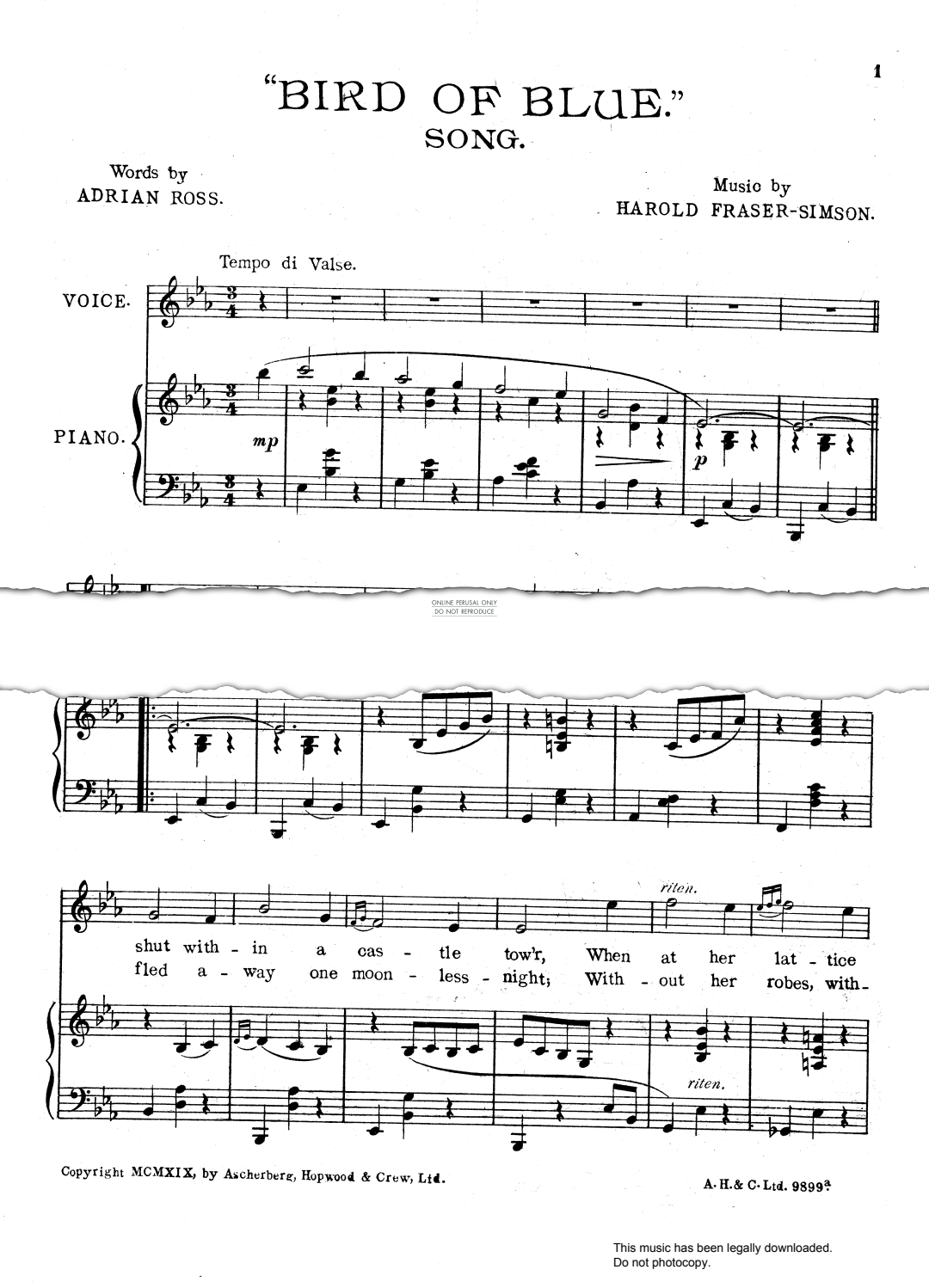 Product gallery: Page 1 of 1 Bird Of Blue, Harold Fraser-Simson