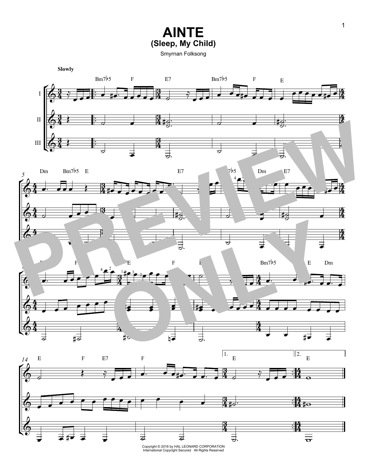 Product gallery: Page 1 of 1 Ainte (Sleep, My Child), Smyrnan Folksong