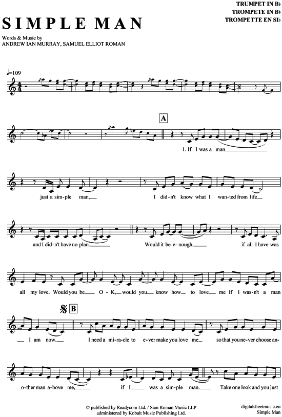 Produktgalerie: Seite 1 von 4 Simple Man , Kümmert, Andreas, Trompete in B