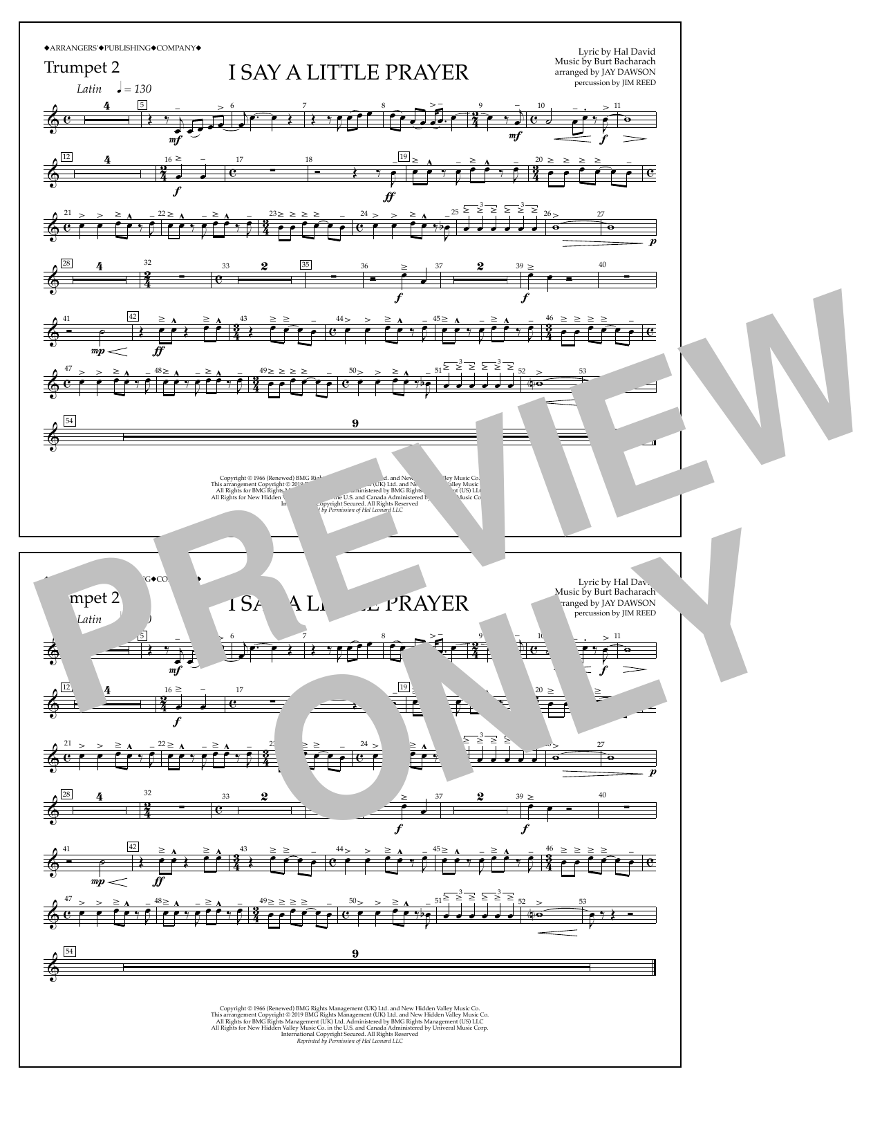 Produktbild zu: I Say a Little Prayer (arr. Jay Dawson) - Trumpet 2