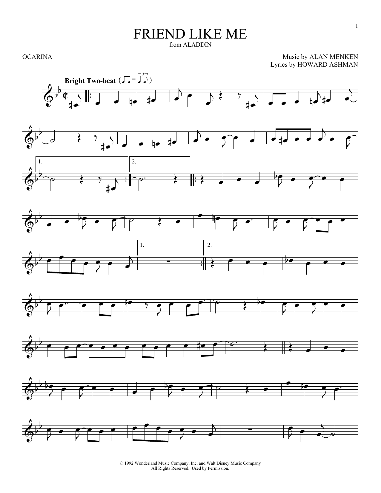 Product gallery: Page 1 of 1 Friend Like Me (from Aladdin), Alan Menken & Howard Ashman