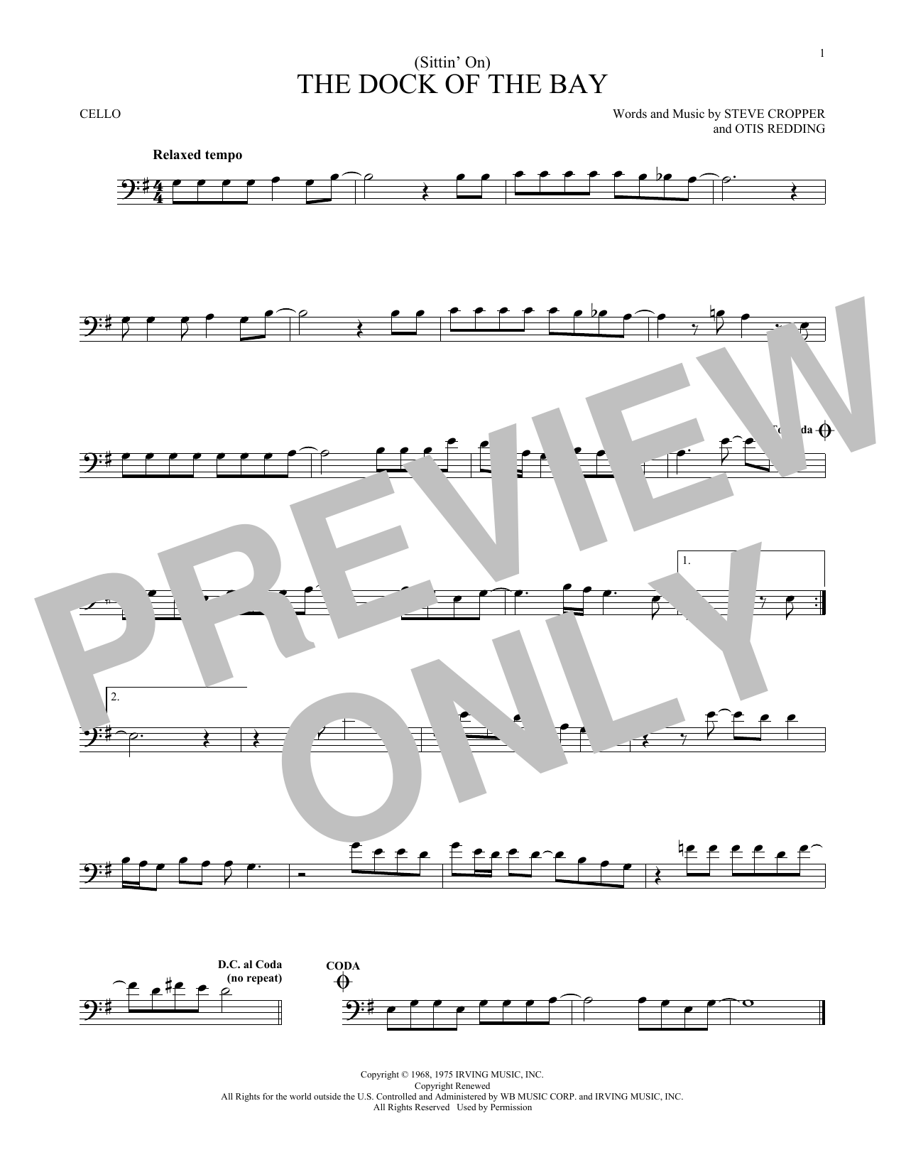 Produktgalerie: Seite 1 von 1 (Sittin' On) The Dock Of The Bay, Otis Redding, Violoncello