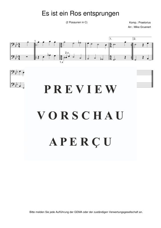 gallery: Deutsche Weihnachtslieder, , 15 Duette für 2 Posaunen oder Instrumente in C Bassschlüssel