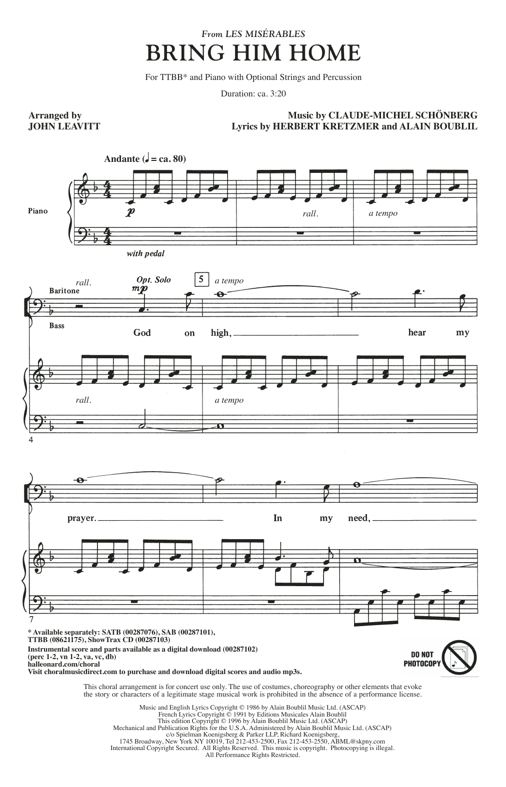 Produktbild zu: Bring Him Home (from Les Miserables) (arr. John Leavitt)