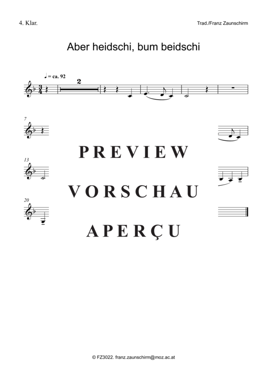 gallery: Aber heidschi bum beidschi , , (Klarinettenquartett)