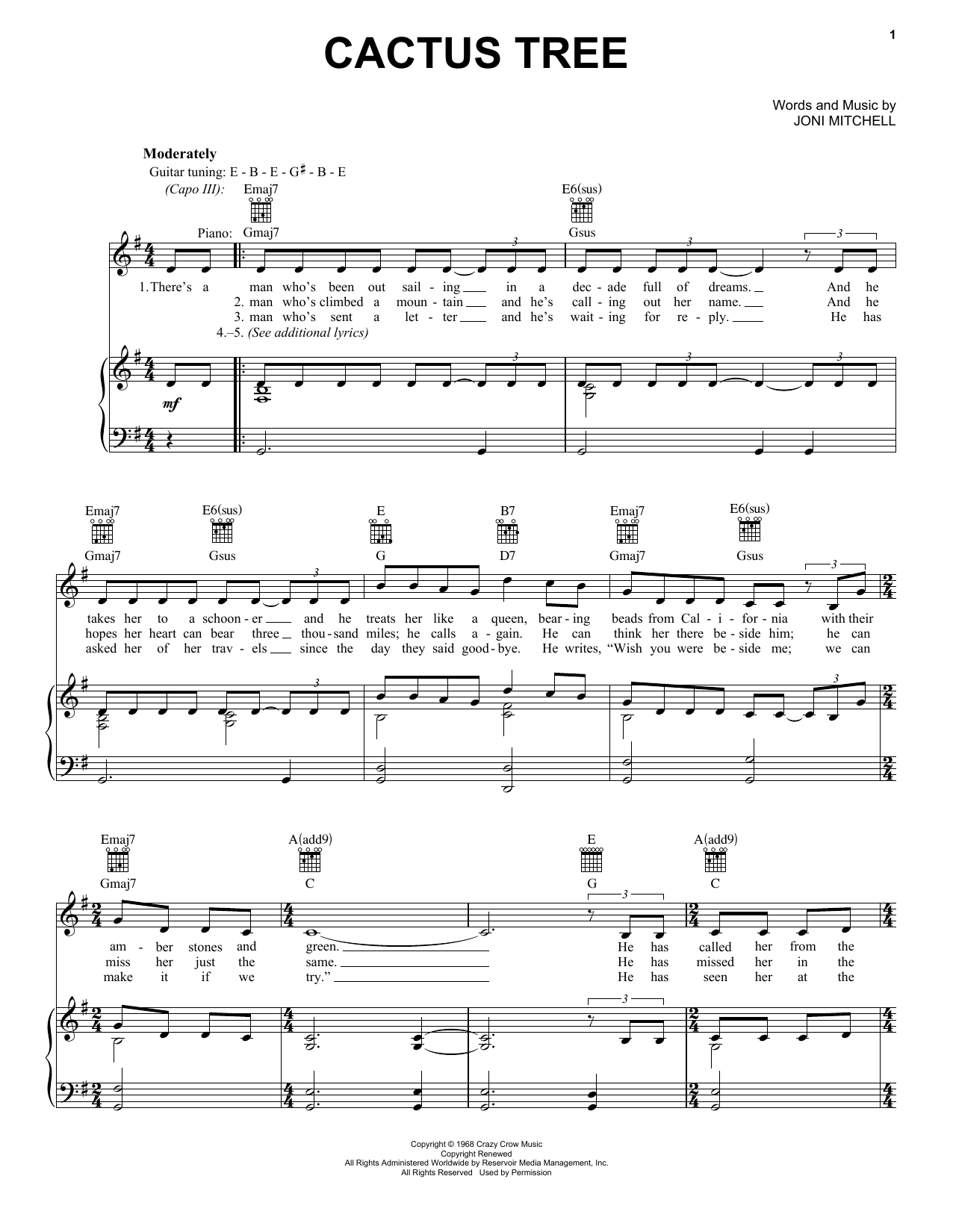Produktgalerie: Seite 1 von 1 Cactus Tree, Joni Mitchell, Gesang, Gitarre, Klavier