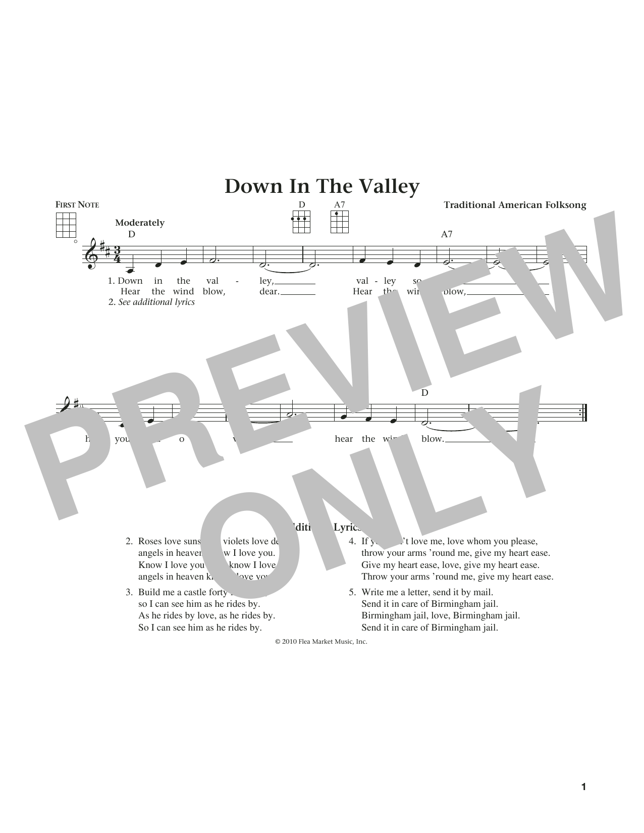 Product gallery: Page 1 of 1 Down In The Valley (from The Daily Ukulele) (arr. Liz and Jim Beloff), Traditional American Folksong
