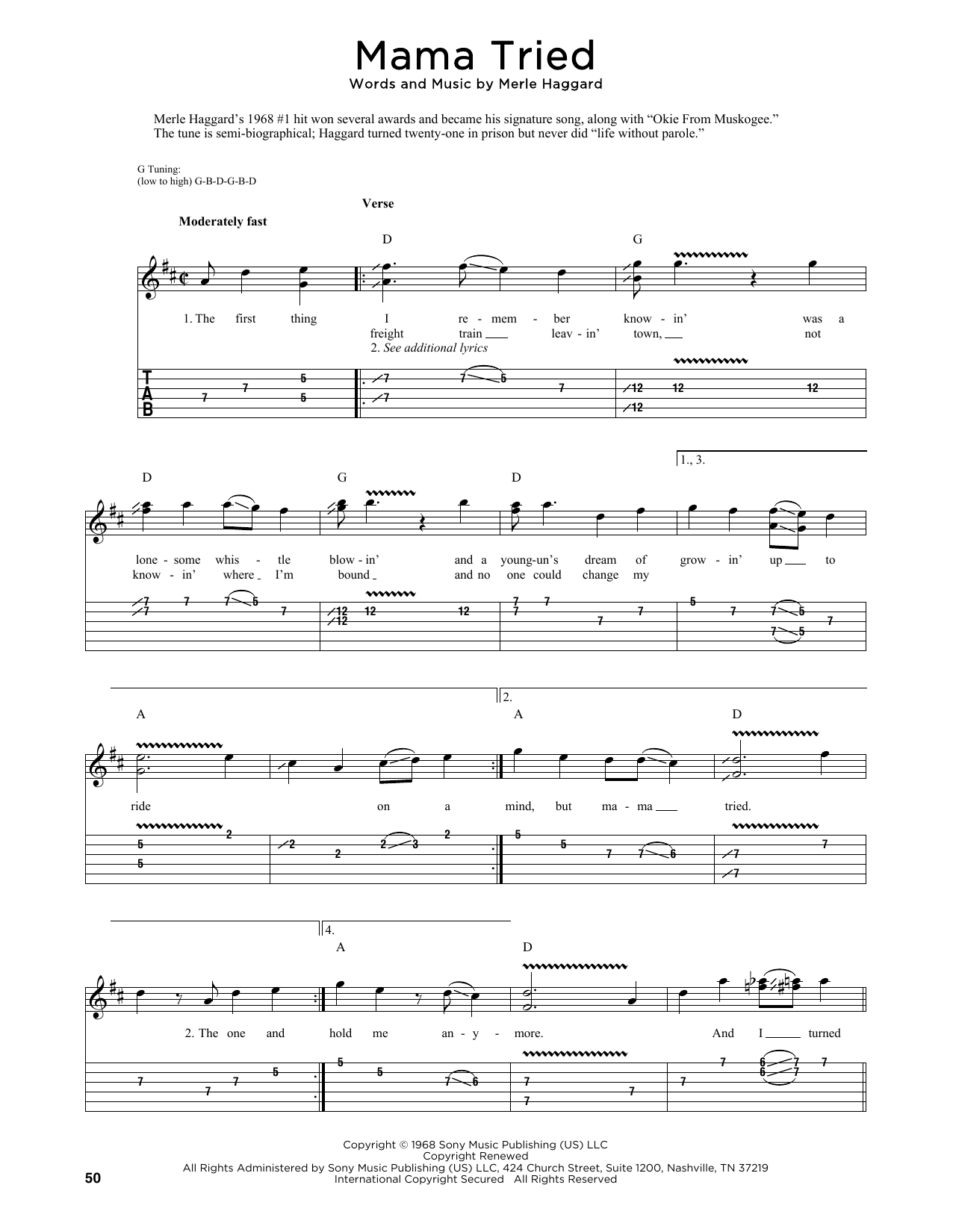 Product picture to: Mama Tried (arr. Fred Sokolow)