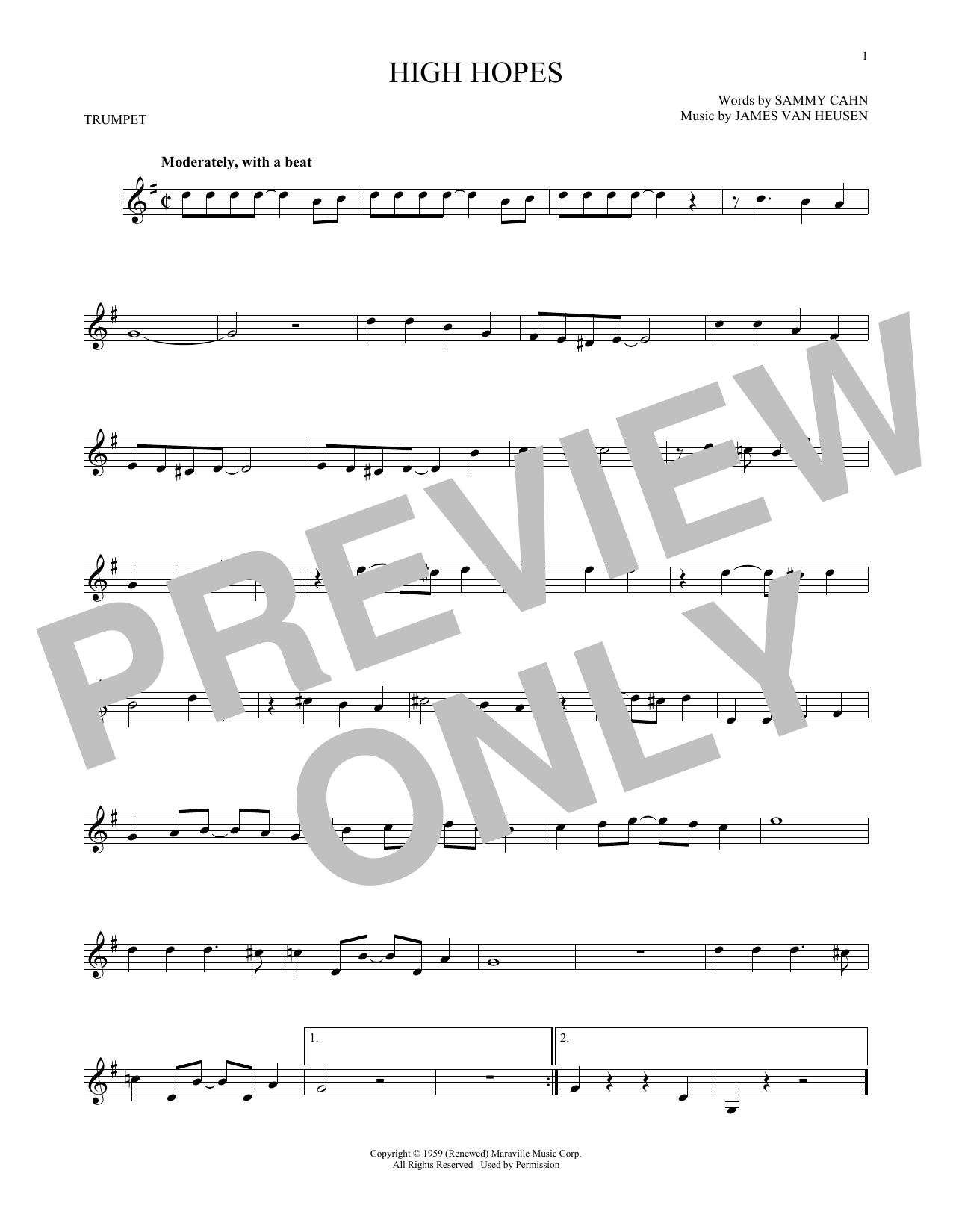 Produktgalerie: Seite 1 von 1 High Hopes, Sammy Cahn, Trompete