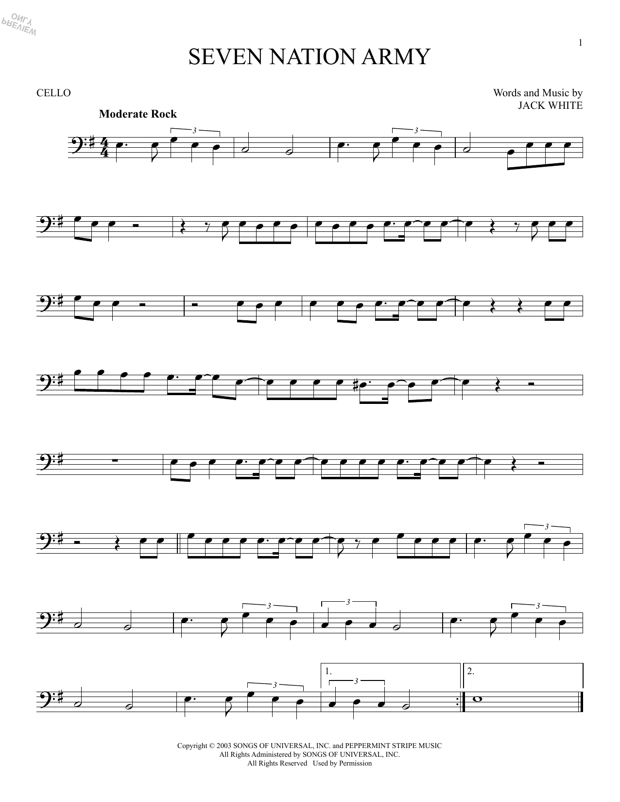 Produktgalerie: Seite 1 von 1 Seven Nation Army, White Stripes, Violoncello