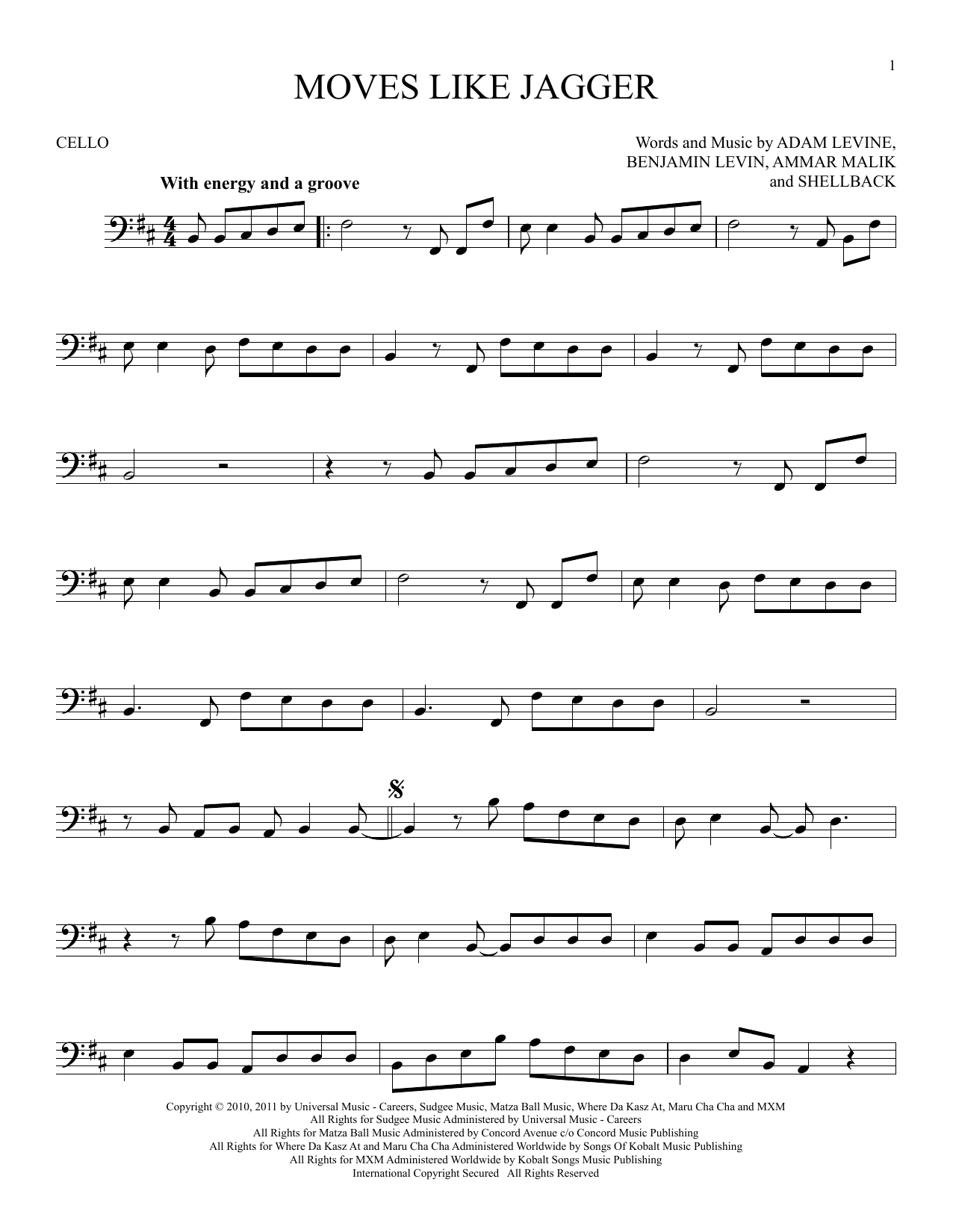 Produktgalerie: Seite 1 von 1 Moves Like Jagger, Maroon 5 featuring Christina Aguilera, Violoncello