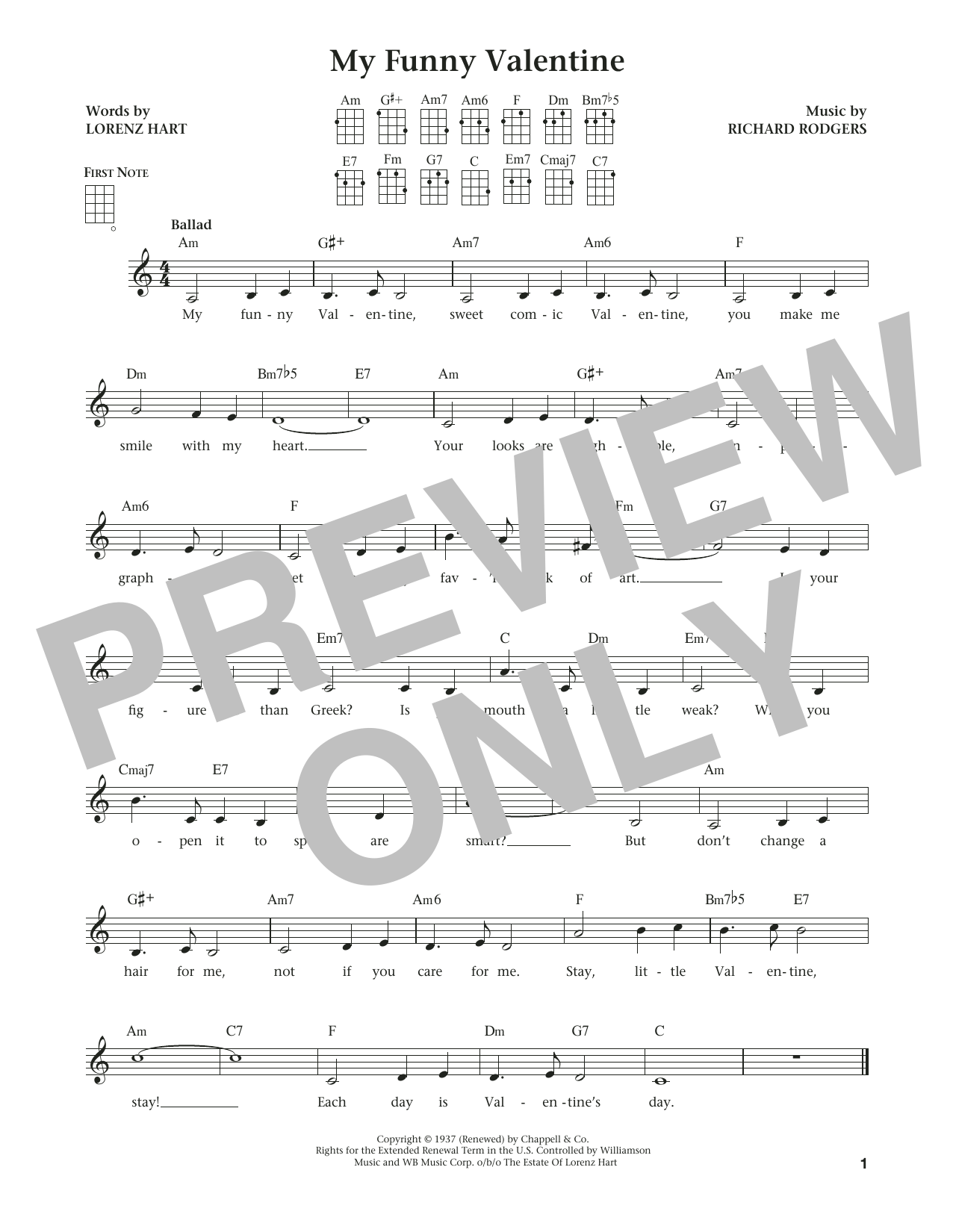 Product gallery: Page 1 of 1 My Funny Valentine (from The Daily Ukulele) (arr. Liz and Jim Beloff), Rodgers & Hart