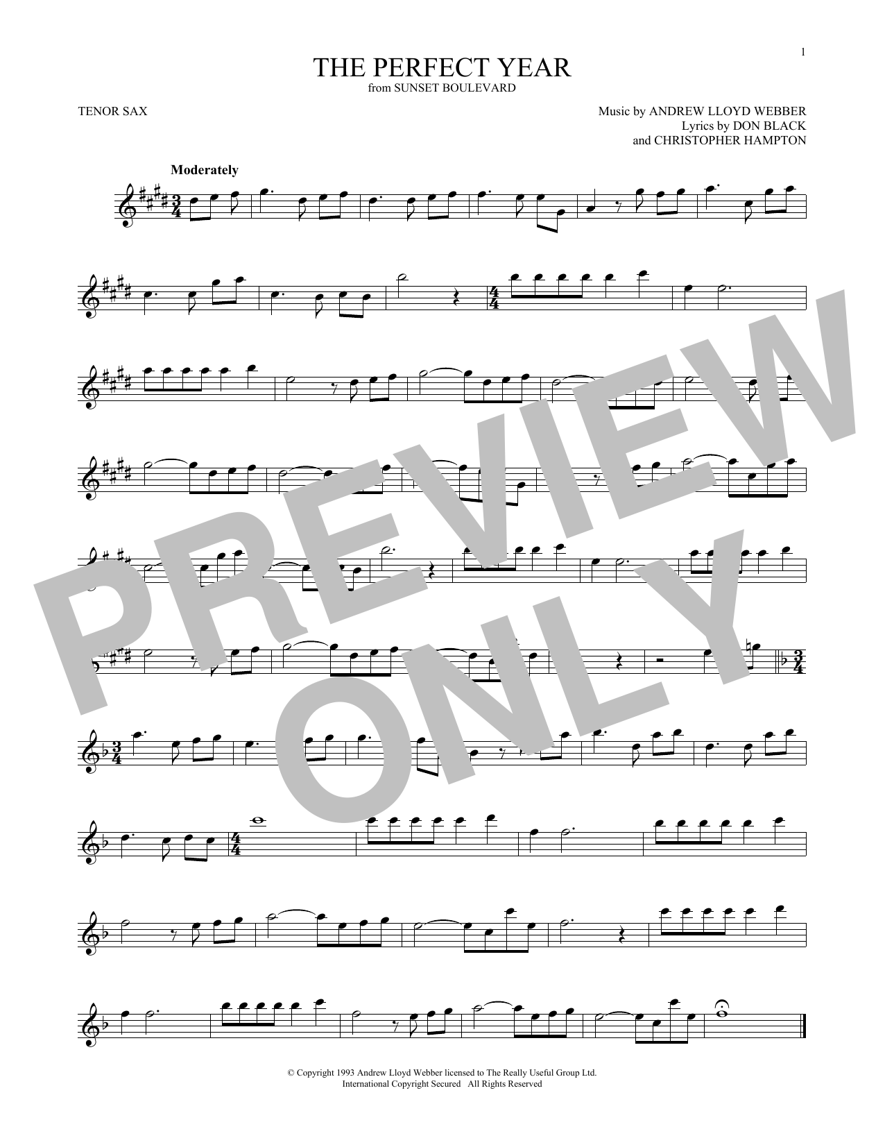 Product gallery: Page 1 of 1 The Perfect Year (from Sunset Boulevard), Andrew Lloyd Webber