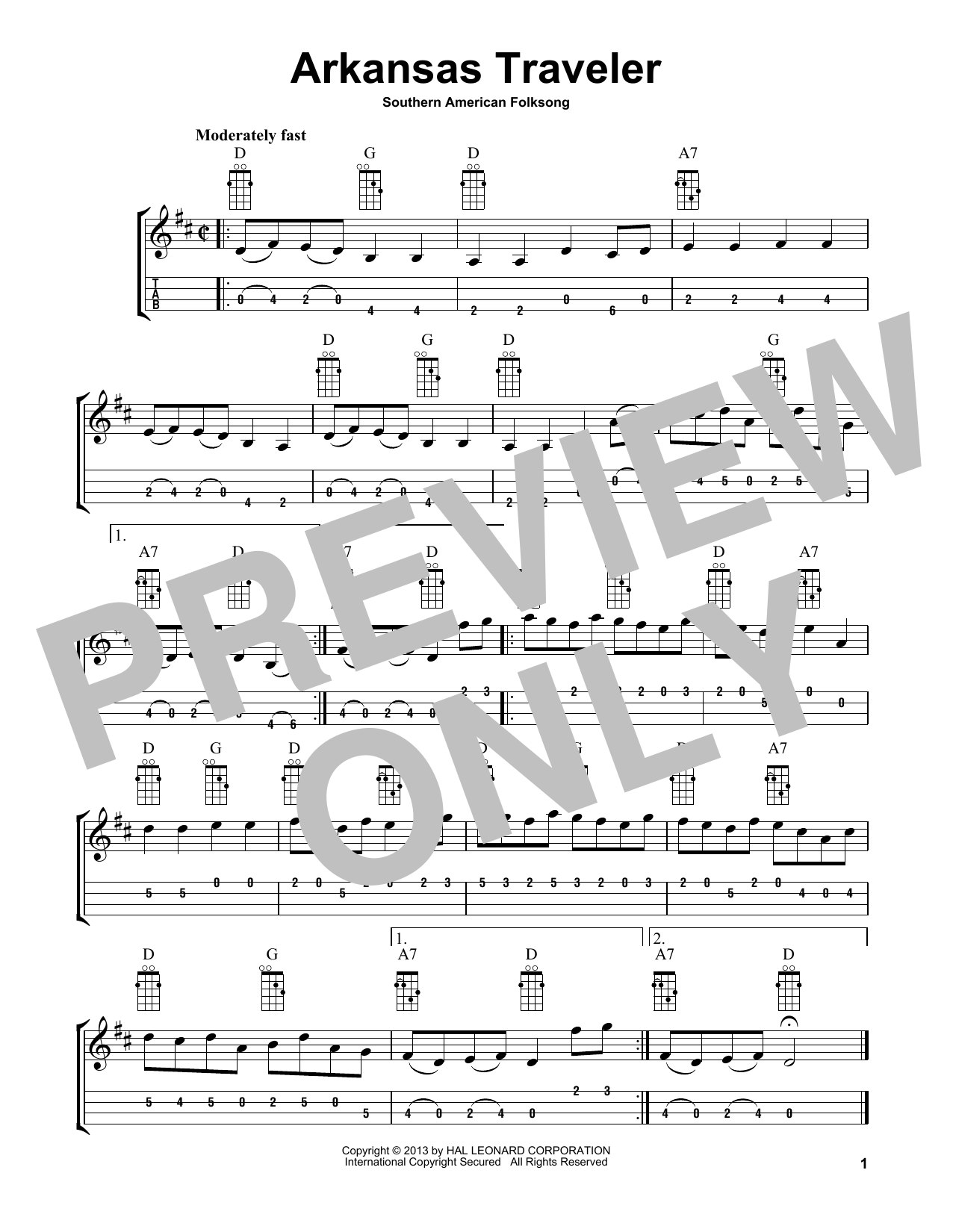 Produktgalerie: Seite 1 von 1 Arkansas Traveler (arr. Bobby Westfall), Southern American Folksong