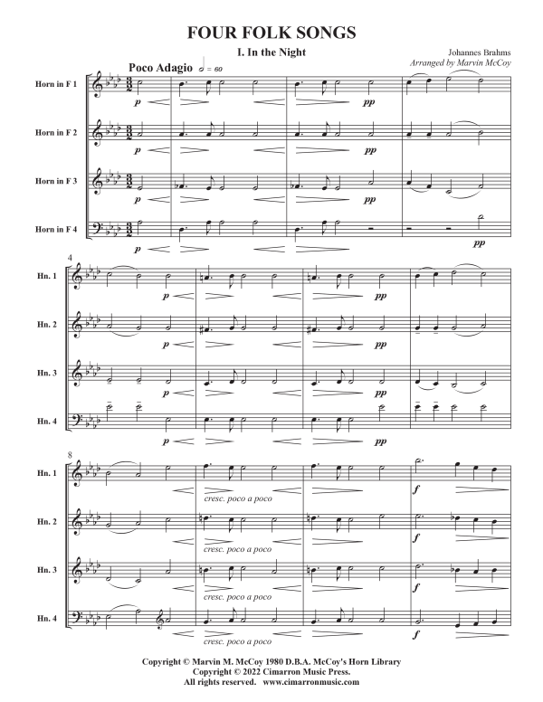 Product picture to: Four Folk SongsJohannes Brahms