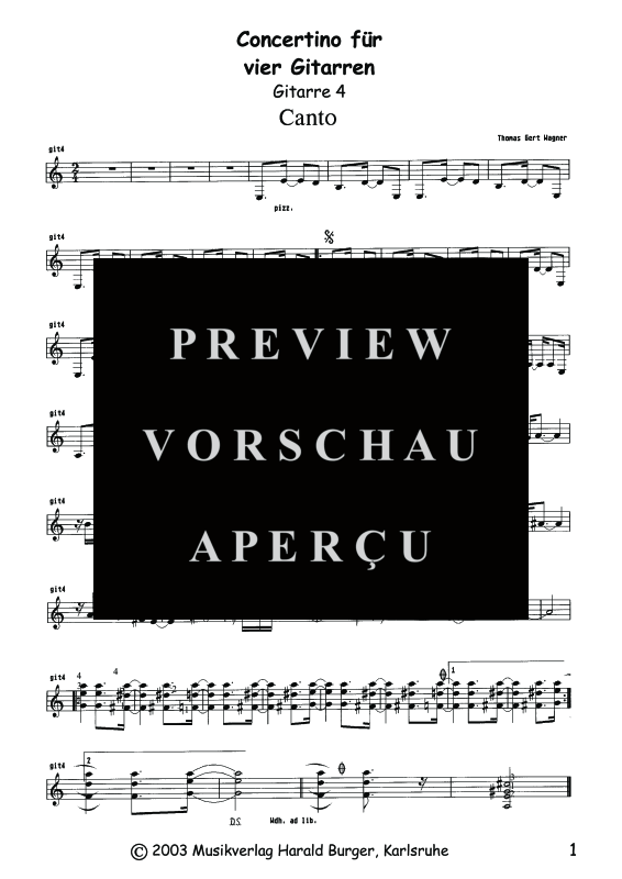 Produktgalerie: Seite 2 von 5 Concertino für 4 Gitarren, , Quartett Gitarre - Gitarre 4