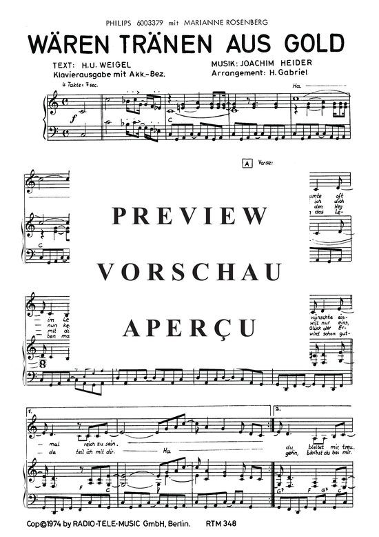 Produktgalerie: Seite 4 von 5 Wären Tränen aus Gold, Rosenberg, 	Marianne, Klavier und Gesang