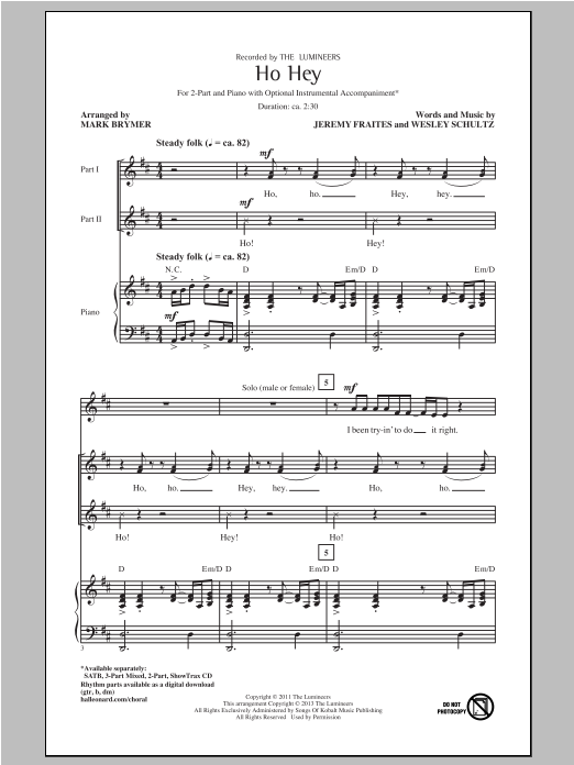 Product picture to: Ho Hey (arr. Mark Brymer)