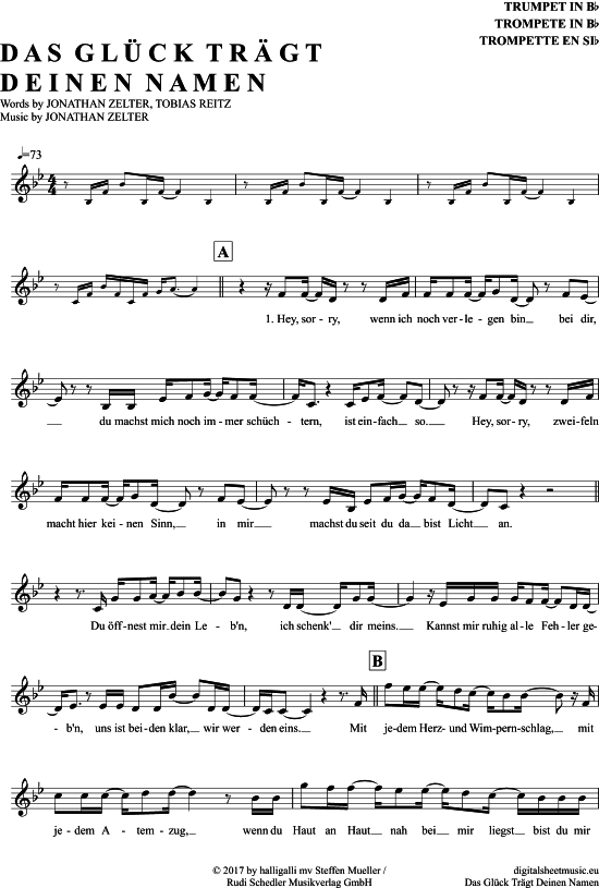 Produktgalerie: Seite 1 von 4 Das Glück Trägt Deinen Namen , Zelter, Jonathan, Trompete in B